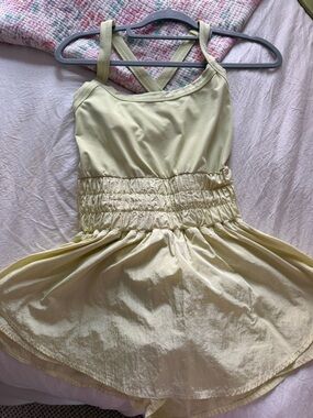 Women's Pale Yellow Smocked Waist Romper